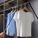 Dawafit Lift Pull Down Hanger Rod, Adjustable Width Clothes Rack Clothes, Multifunctional Pants Rack Hanger Rail Space Saving Pull Out Trousers Rack For Cabinet/510~660Mm