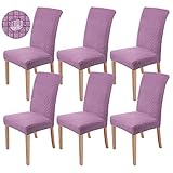 sorliva Stuhlhussen 6er Set Stretch Stuhlbezug Moderne Stuhlüberzug Elastische Abnehmbar Waschbar Spannbezug für Esszimmerstühle Schwingstuhl Bezug Hochzeit Büro Bankette Partys Deko(Violett)