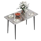 FATIVO Esszimmertisch Marmor Esstisch Küchentisch: Skandinavisch Esstisch 120×70×76CM mit Metall Tischbeine für Esszimmer Grau