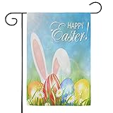 Osterhasen-Ei-Gartenflagge, 30,5 x 45,7 cm, vertikal, doppelseitig, Hofflagge, Outdoor-Dekorationen, rustikale Bauernhaus-Dekoration für saisonale Feiertage