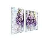 DarHaus Herdabdeckplatten tweiteilig 100x52 cm Ceranfeld Abdeckung Glas Spritzschutz Abdeckplatte Glasplatte Herd Ceranfeldabdeckung Deko, Lavendel Violett