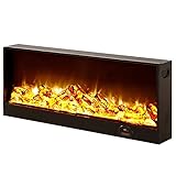 JMOMC Einbaukamin zum Dekorieren mit Holzscheit und Flammeneffekt Touch-Taste Schwarz 41,7 x 6,3 x 16,7 Zoll