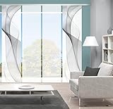 Vision S 800204 Schiebegardine MIGLIA halbtransparent in Bambus-Optik 260x60 cm, Farbe:grau, Größe:260 x 60 cm, Anzahl:4er Set (2X Bedruckt, 2X Uni)