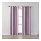 Thermovorhang Hitzeschutz Kräuselband, Polyester Reine Farbe Thermisch isoliert Raum Verdunkelung Fenster Vorhang, Hellviolett, H229 x B132 cm