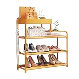Schuhregal, Schuhkarton, Schuhaufbewahrungsregal, modernes Schuhregal, vor der Tür, staubdichter Raum, mehrschichtiger staubdichter Schuhschrank, Schlafsaal, gelb, 4 Schichten, 60 cm