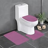 BHCASE Badezimmerteppich, einfarbig, Traubenrot, 3-teilig, wasserabsorbierend, trocknet schnell, rutschfest, langlebig, leicht zu reinigen