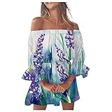 Topassion Abschlusskleider Schön Drucken Elegante Kleider Damen Kleider Teenager Mädchen Lockere Outfit Damen Strandkleid Damen Atmungsaktiv Festliche Kleidung Damen BohoKleid Damen Blue 3XL