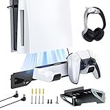 NexiGo PS5 Wandhalterungs-Set mit Ladestation für Playstation 5 (Disc & Digital), Robuste Stahlwandhalterung mit Kopfhörerhalterung