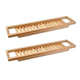 2er Set Bambus Badewannenablage Wannenablage 64 x 15 cm Badewannenbrett Wannenbrücke Badewannenauflage Badewannenbrücke Badewannentablett