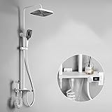 WPHH Duscharmatur-Set LED Digitalanzeige Duschsystem, 4-Funktions-Badezimmer Regenduscheset, Messing Badewannenarmatur Mit Handbrause Und Bidet-Sprüher Wandmontage Duschsäule Set