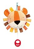 Sigikid Kissenspieluhr Löwe, Kuschelkissen mit Spieluhr zum Aufziehen, sanfte Melodie zum Einschlafen, Spielwerk austauschbar, Babys und Kinder ab Geburt, Art.-Nr. 42886, orange-beige, 18x18x8cm