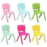 Jolitac 6er Stapelbar Stuhl Kinderstuhl mit Rückenlehne Plastik Garten Stühle Set für Indoor und Outdoor geeignet, bis 70 kg belastbar