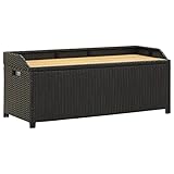 vidaXL Gartenbank mit Stauraum Gartentruhe Sitzbank Kissentruhe Kissenbox Truhenbank Auflagenbox Gartenmöbel Bank 120cm Poly Rattan Schwarz