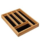 Besteckkasten aus Bambus – Organizer für Küchenschublade, 5 Fächer, robust, umweltfreundlich, 34 x 25 x 4 cm