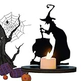 Kerzenhalter Hexe | Halloween Kerzenständer Tischleuchter aus Holz Eisen Retro - Tisch Retro Kerze aus Holz Kerzenständer Dekoration Hexe Handwerk Wicca Zubehör für Halloween Fulenyi