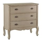 Lolahome Kommode Beige Shabby Chic aus Fichtenholz Cabrio 84 x 44 x 50 cm