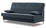 BETTSO -Sofa mit Schlaffunktion und Bettkasten, Couch für Wohnzimmer, Schlafsofa Federkern Sofagarnitur Polstersofa Wohnlandschaft mit Bettfunktion-(93x193x96cm TxBxH) Avanti (Antrazit)