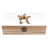 OTRAHCSD Quadratische Holzkiste, Französische Bulldogge Holzaufbewahrungsbox, dekorative Holzkiste für Sammlerstücke