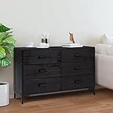 Youuihom Wohnzimmer-Sideboard, Bodenschränke, Konsolenschränke, Geeignet für Bars, Küchen, Wohnzimmer, Esszimmer, Cafés, Sideboard Schwarz 110x35x70 cm Massivholz Kiefer Recycelt