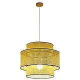 PARREN Hängelampe Im Wabi-Sabi-Stil – Lampenschirm Aus Rattankorb E27-Leuchtmittel, Gewebter Bambuskäfig-Kronleuchter Handgefertigte Hängelampe Aus Hohlem Korbgeflecht Für Küche, Flur, Bauernhaus