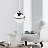 OHWODA Nordische Pendelleuchte aus Glas mit handgefertigtem Globus, moderne Mini-Kronleuchter zum Aufhängen für Kücheninsel, Café-Bar, E27-Esszimmerleuchte (Farbe: Klar-20 cm) Everything is fine