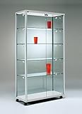 Ausstellungsvitrine abschließbar Glasvitrine breit beleuchtet Design Verkaufsvitrine Glas Sammler Messe Schloss schmal hoch Standfüße 100 x40 cm