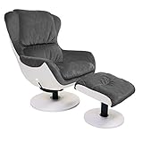Mendler Relaxsessel HWC-E52, Fernsehsessel TV-Sessel Hocker, drehbar Samt/Kunstleder - dunkelgrau