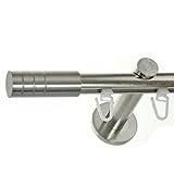 BASIT® Innenlauf Gardinenstange Edelstahl Look 16mm Wandträger 1-läufig modern Zylinder H70 E28, Länge:280 cm