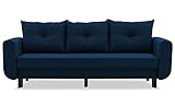 BETTSO -Schlafsofa Kippsofa Sofa Samt mit Schlaffunktion Klappsofa Bettfunktion mit Bettkasten Couchgarnitur Couch Sofagarnitur - Monet (Dunkelblau)