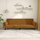 Sweiko 2 sitzer Sofa Schlafsofa/Bettsofa Zweisitzer 2-Sitzer Couch Schlafsessel Ausklappbares Schlaffunktion Bettkasten Samt Stoffsofa für Wohnzimmer, Gästezimmer Farbauswahl (Braun)