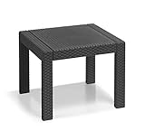 Allibert Victoria Kunststoff Tisch, grafit/cool grau, 59 x 59 x 43 cm, robuste Garten Esstische, Kunststoff Tisch in Holzoptik