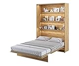 Schrankbett Bed Concept, Wandklappbett mit Lattenrost, V-Bett, Wandbett Bettschrank Schrank mit integriertem Klappbett Funktionsbett (BC-01, 140 x 200 cm, Artisan Eiche, Vertical)