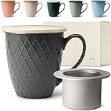 KIVY Große Teetasse mit Deckel und Sieb [650ml] XXL Tasse groß - Jumbotasse - Teetasse groß - Teetassen - Teebecher - Tee Tasse mit Deckel - Teetasse mit Sieb - Grosse Tasse - Teetasse mit Deckel