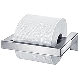 blomus -MENOTO- WC-Rollenhalter aus mattiertem Edelstahl, Klopapierhalter, Toilettenpapierhalter, exklusives Badaccessoire, einfache Montage, hochwertig (H / B / T: 5 x 14 x 17 cm, Edelstahl, 68837)