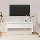Eckschrank für Fernseher, TV-Möbel, Sperrholz, Weiß, 102 x 41 x 44 cm, stabil + robust, funktionaler Stauraum