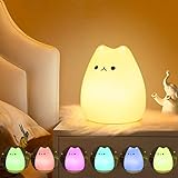 FOMYHEARD Katzen Nachtlicht Kinder, LED Dimmbar, Katzenlampe mit Timer und USB Aufladung, für Baby-Kinderzimmerlampe, Kawaii Kinderzimmer Deko, Festliche Geschenke