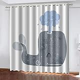 TEMKIN Vorhang Kinderzimmer 3D Cartoon-Tier-Symbol Muster Thermogardine 2Er Set, Ösenschal Blickdicht Schlafzimmer Küche Wohnzimmer Modern, Verdunkelungsvorhang Fensterdekoration 240X264cm (HxB)