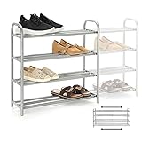 GUANJUNE 4-stufiger ausziehbarer Schuhregal-Organizer,Robustes Metallregal für bis zu 20 Paar Schuhe,Space Saver Rack für Kleiderschrank