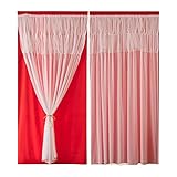 Clode® Blackout Curtains 2 Panels 132×160cm 2 Panels Home Curtains Layered Solid Plain Panels and Sheer Sheer Curtains Window Curtain Panels 52'x63' Basic Drapes for Bedroom Living Room