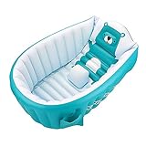SANOTO Baby Badewanne 0-36 Monate, Aufblasbare Faltbar Rutschfeste Weiche Badewanne Baby Kinder Neugeborene, Tragbare Babywanne Babybadewanne Faltbar Kleinkind - Blau