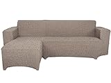 SODERBERGH Sofahusse Ecksofa Recamiere Stretch Bezug Dekoration Couch Polstersofa, Farbe Hussen:Beige 211, Größe:Recamiere Links