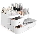 Make Up Organizer Kosmetik Aufbewahrung: Schminke Pinsel Aufbewahrungsbox Bad mit Schubladen - Badezimmer Schminktisch Acryl Makeup Box Schmink Behälter mit Schublade für Nagellack Lippenstift | Weiß