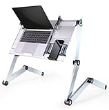 PSHH Schreibtische Bed Flat Computer Schreibtisch,Klappbett Tisch Notebook,Halterung Bett Tisch Home Lazy Person,Sit-Stand-Lie Down Frei Schalter (Color : Silver, Size : 53 * 31cm)