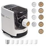 PASTAIO | Pasta-Maker mit doppelter Extrusion und 5 Auflagen aus Bronze aus Bronze | Nudelmaschine, bis zu 800 g Nudeln, automatisches Wiegen | 16 Formscheiben