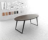 DELIFE Esszimmertisch Edge Oval Mango Braun 200x100cm Metall Schwarz Schräg Gestell: Metall Schräg