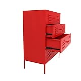 LOWLIU Büroschrank Nordische Metall-Aktenschränke for Büromöbel, breiter Eimerschrank, 4 Schubladen, Aufbewahrungsschränke, Heller Luxus-Wohnzimmerschrank Kommode (Color : Rot)