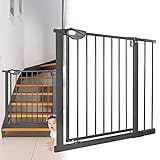 JOIEYOU Treppenschutzgitter ohne Bohren, 85-95 cm Türschutzgitter Treppengitter für Kinder und Haustiere, Einhändiges Öffnen, Schwarz