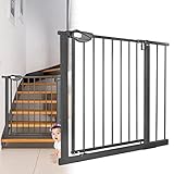 JOIEYOU Treppenschutzgitter ohne Bohren, 85-95 cm Türschutzgitter Treppengitter für Kinder und Haustiere, Einhändiges Öffnen, Schwarz