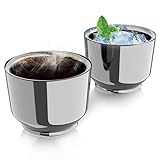 SANOTO Espressotassen Dickwandig, Edelstahl Espresso Tassen Set 2 * 60ml (2 * 2oz), Thermogläser Doppelwandig Vakuumisolierung und Kälteisolierung