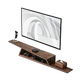 GREMBI Tv -Schrank, Tv -Tiefboard, Schwimmende Regale, Schwimmende Tv -Konsole, Handgefertigt In Walnut, 59 Zoll Modern/Nussbaum